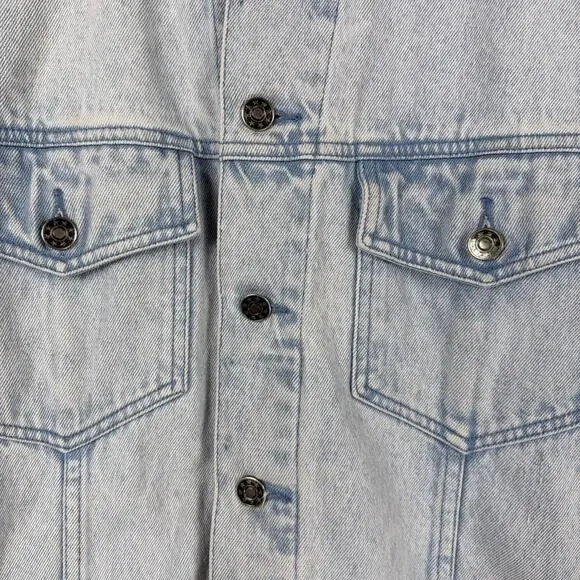 Vintage 90's Today News Denim Sliver Button Adjustable Waist Jacket #1242 SZ MED - Picture 3 of 7